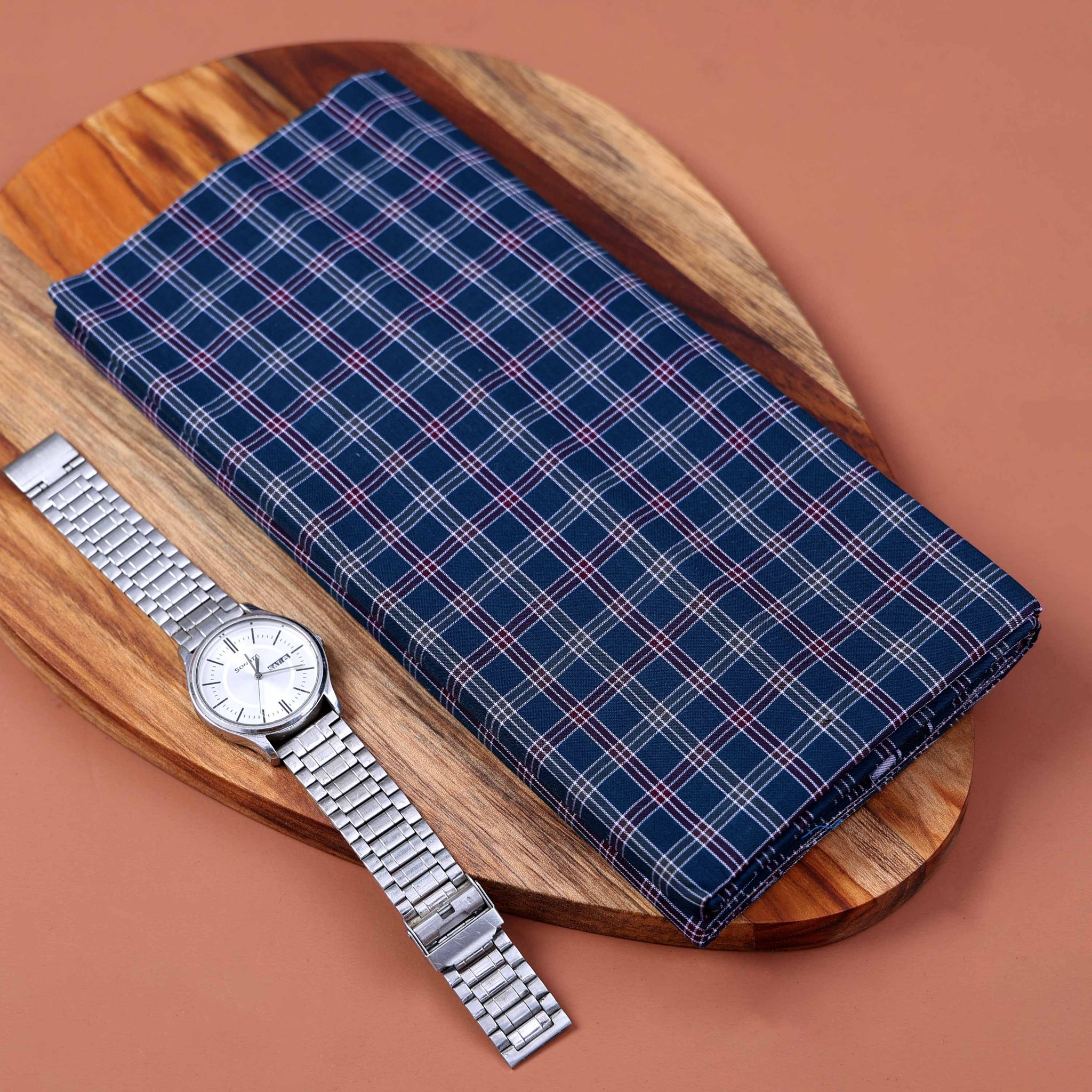 Nandu Brand Men's Premium Cotton Checked 2.20 Meter Stitched Lungi - Dark Teal