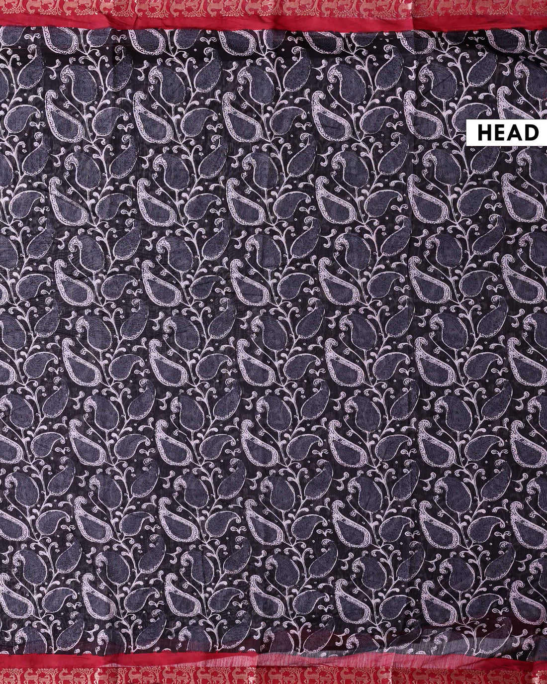 Elegant Semi Chanderi Saree with Paisley Inspired Print and Contrast Zari Border - Black