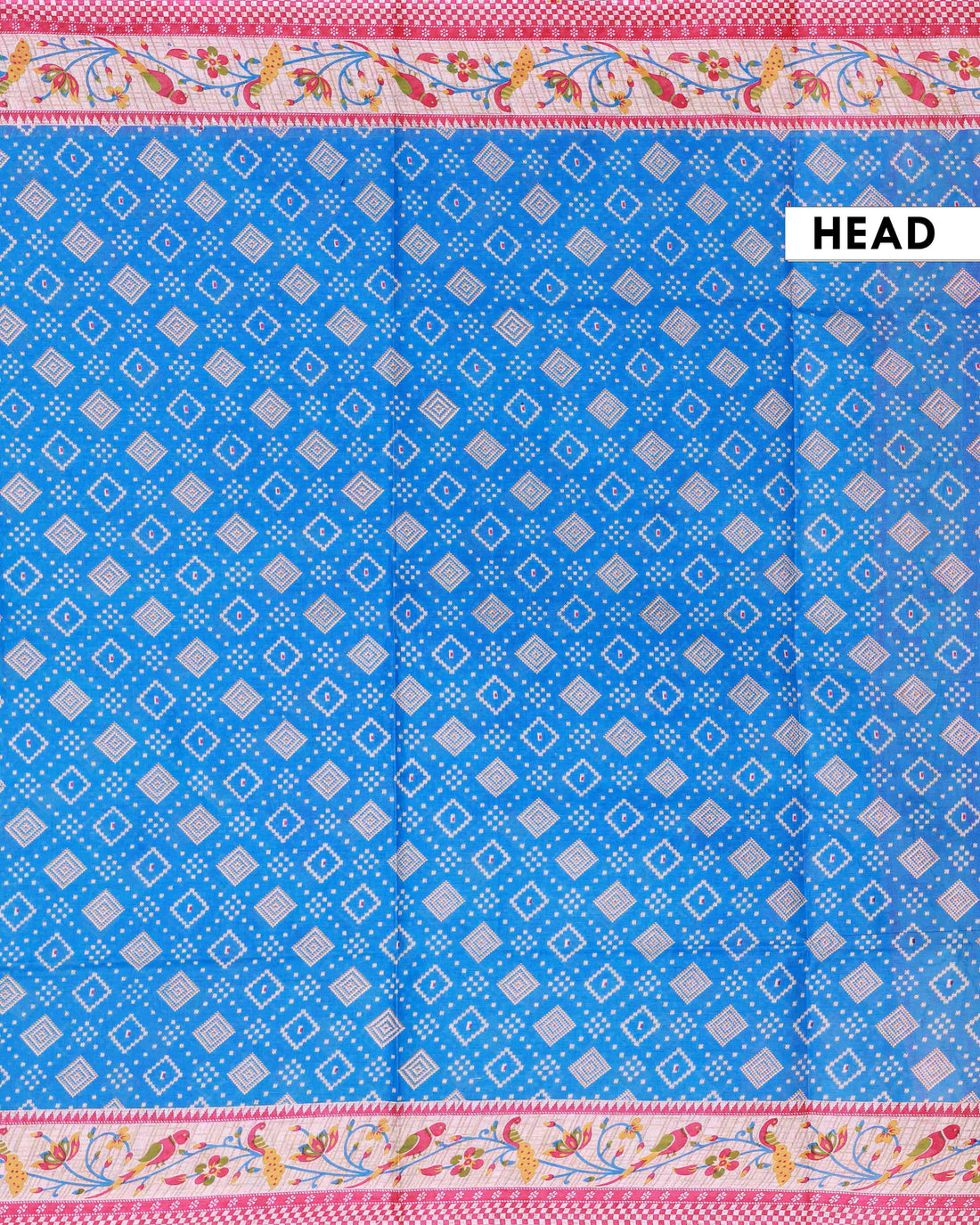 All-Over Floral Printed Voile Saree with Intricate Contrast Border – Blue