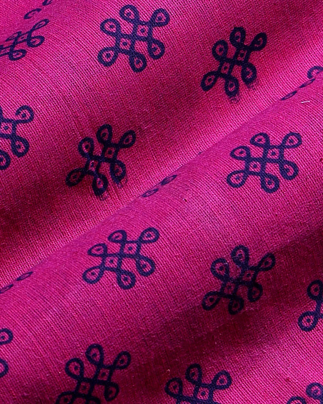 Women’s Handloom Cotton 1 Meter Blouse Material with Kalamkari Print - Dark Pink