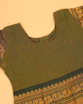 Classic Kids Pattu Pavadai Readymade a Traditional Ethnic Gown with Zari Border and Puff Sleeves, Light Green