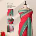 Mangalagiri Cotton Saree With  Green Zari Border Designer Pallu And Running Blouse Piece For Festive And Office Wear