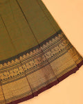 Classic Kids Pattu Pavadai Readymade a Traditional Ethnic Gown with Zari Border and Puff Sleeves, Light Green
