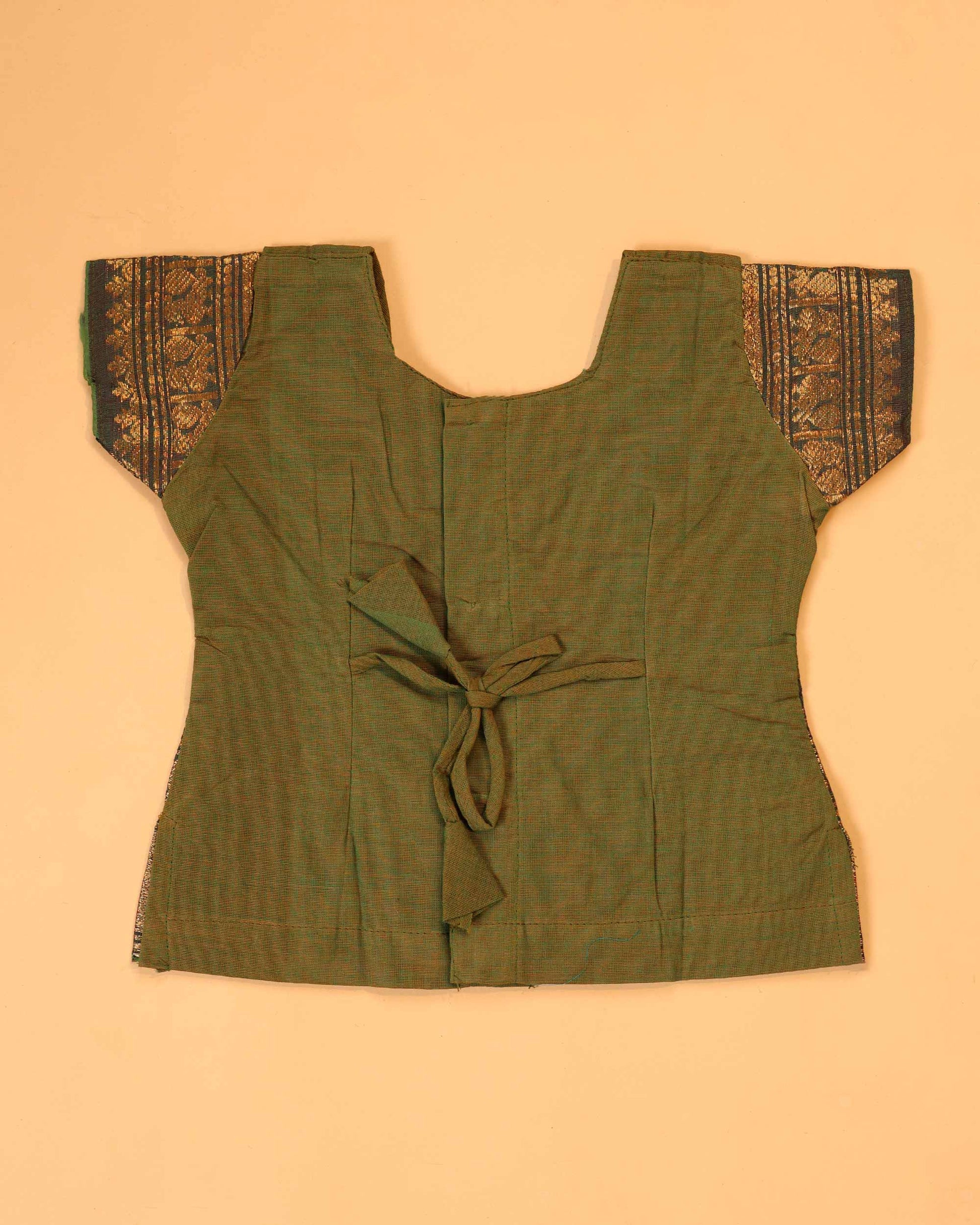 Classic Kids Pattu Pavadai Readymade a Traditional Ethnic Gown with Zari Border and Puff Sleeves, Light Green