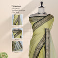 Mangalagiri Cotton Saree With Intricate Zari Woven Black Border In Light Green Draped Front View On Mannequin
