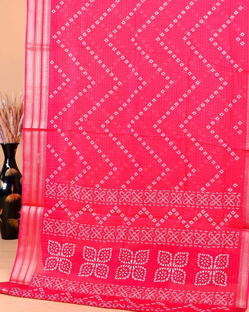 Elegant Dola Silk Saree with Bandhani Print Saree - Dark Pink