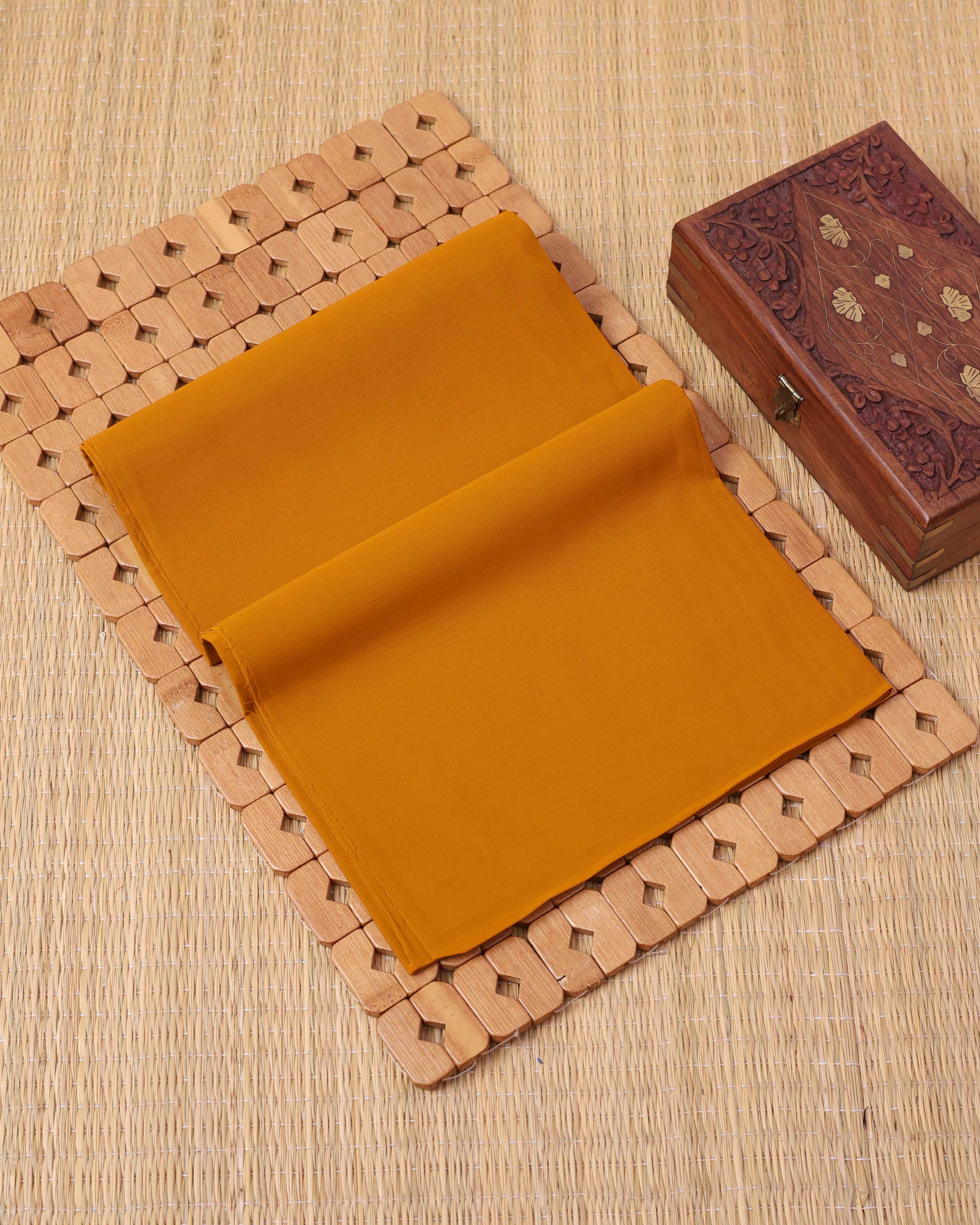 Mustard Cotton Women’s Blouse Material 1 Meter with Smooth Plain Weave