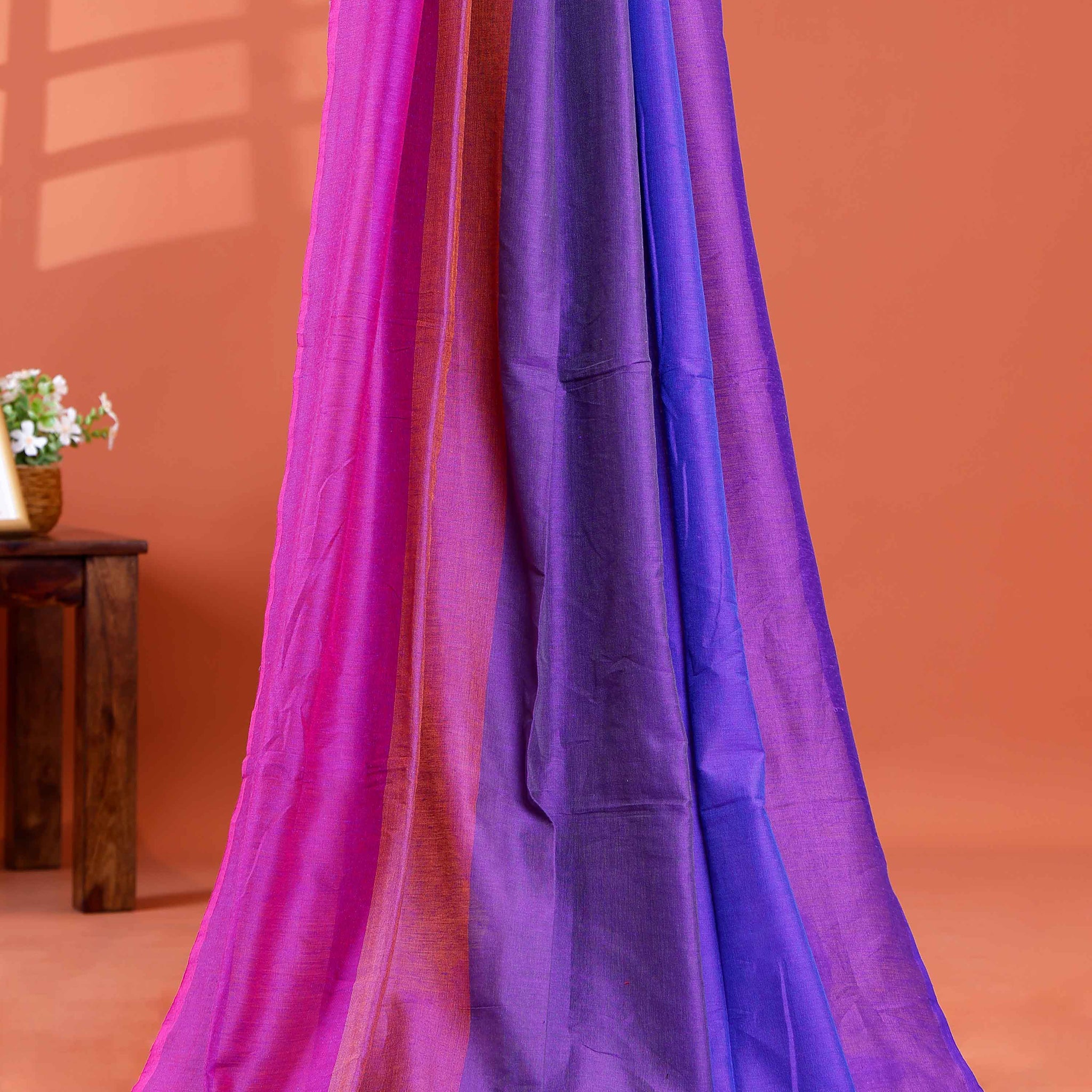 Handwoven Mul Mul Cotton Saree with Bold Striped Pattern and Tassel Detailing - Multi