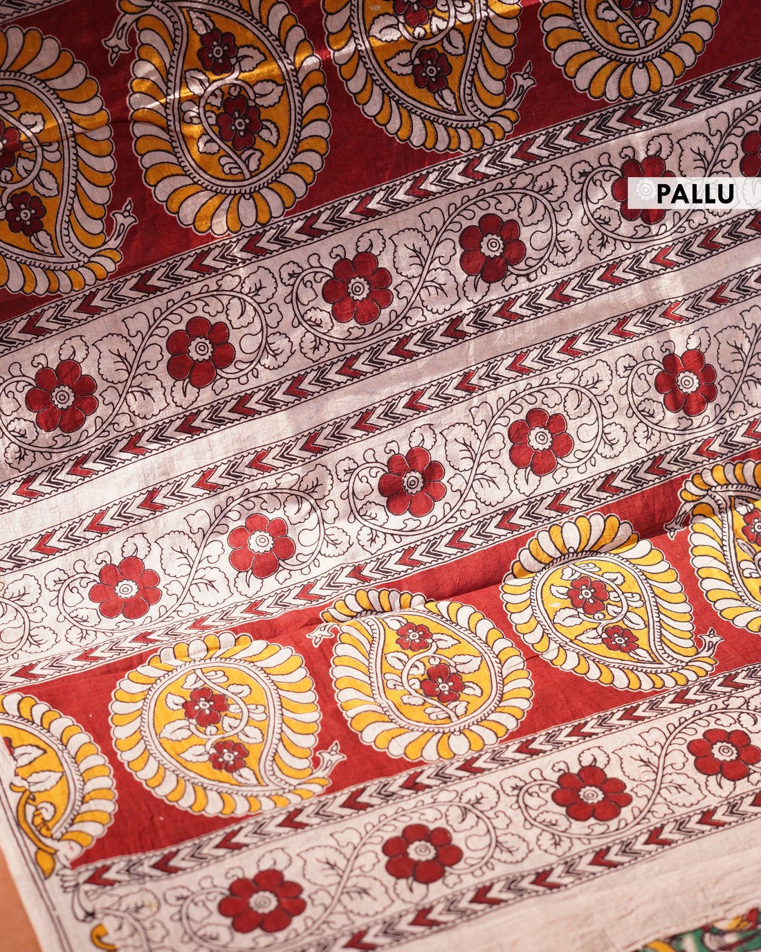 Cotton Kalamkari Printed Saree - Red