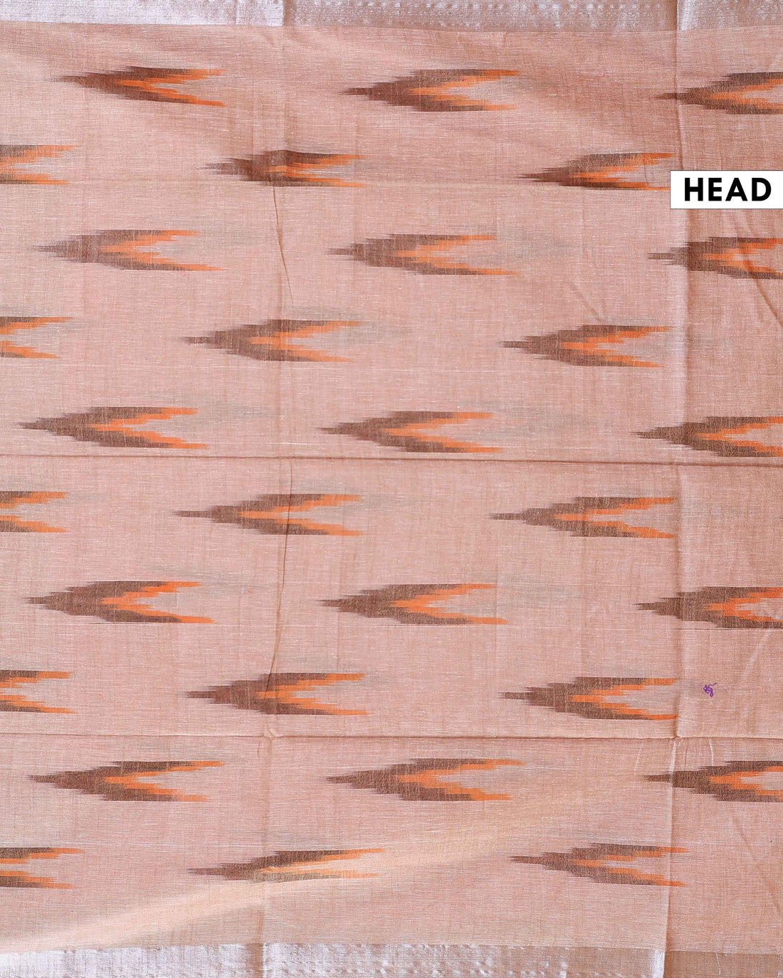 Elegant Handwoven Ikkat Linen Cotton Saree with Zari Border - Brown