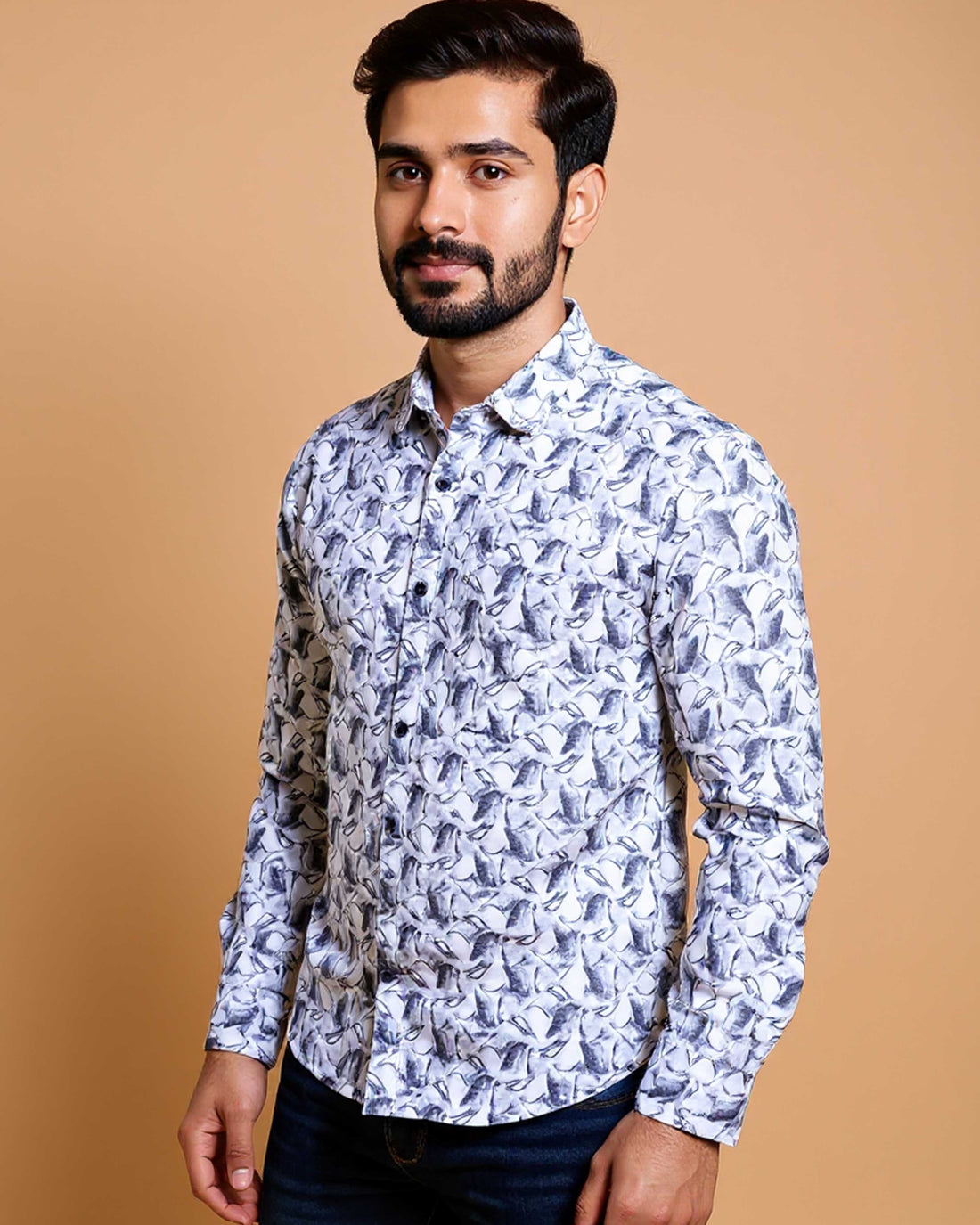 Men's Rocx Brand Printed Casual Shirt with Abstract Pattern and Full Sleeves - Multi