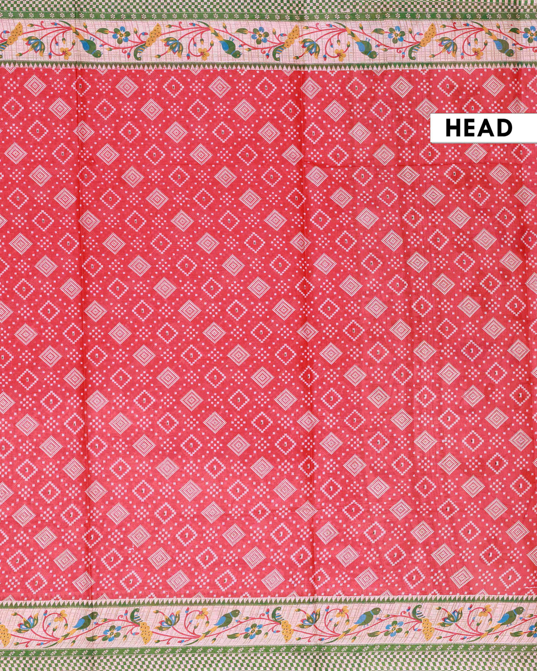 All-Over Floral Printed Voile Saree with Intricate Contrast Border – Red