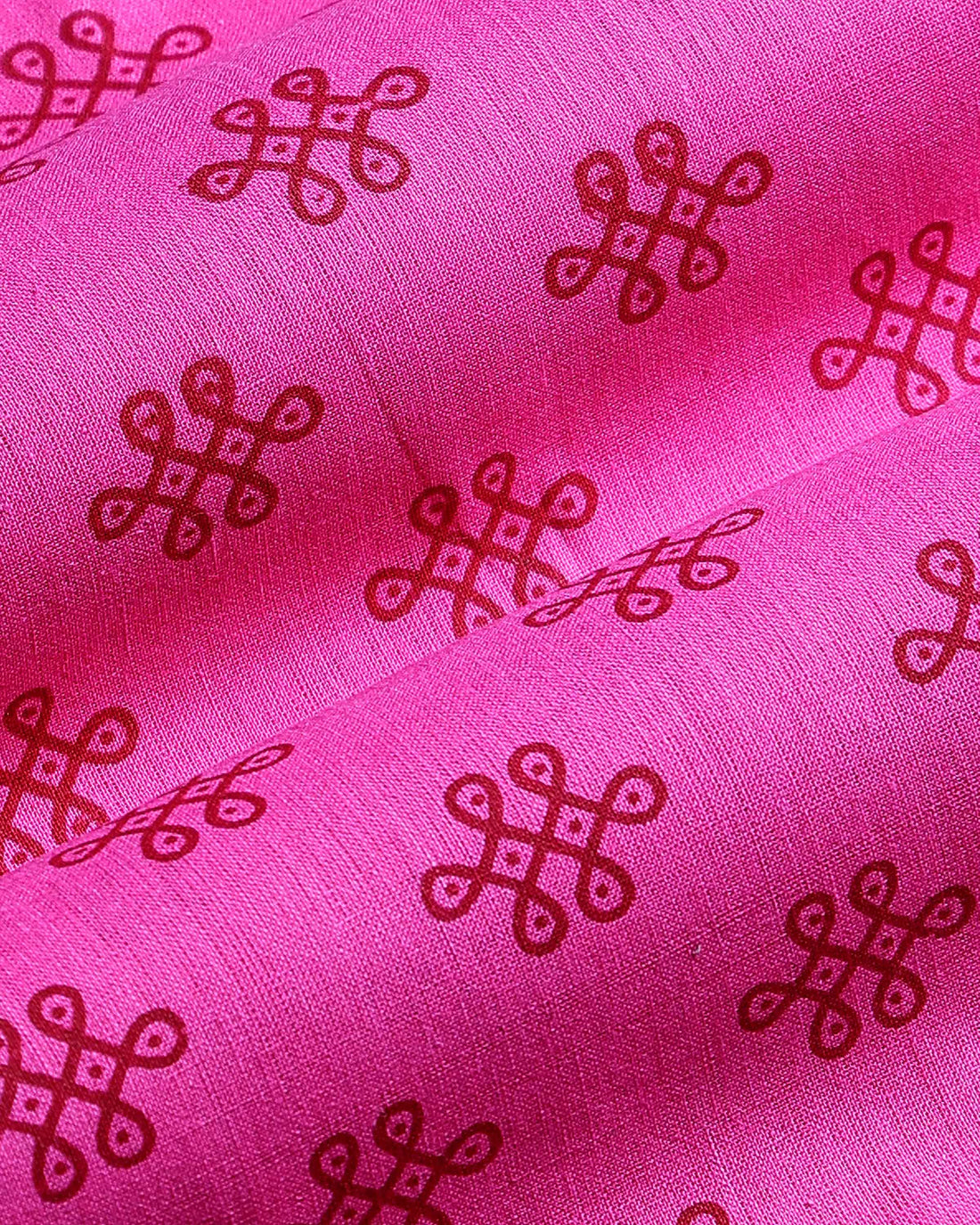 Women’s Handloom Cotton 1 Meter Blouse Material with Kalamkari Print - Pink