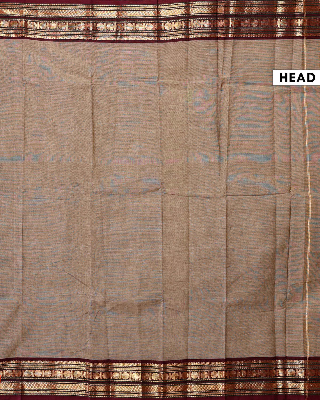 Traditional Handloom Chettinad Cotton Saree with Plain Body and Rich Zari Woven Border - Brown