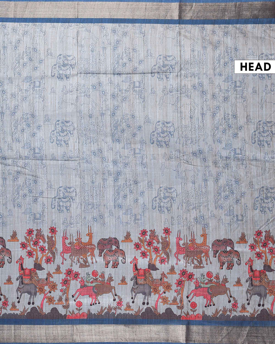 Elegant Semi Tussar Saree with Jaal Inspired Motifs and Zari Woven Border - Blue