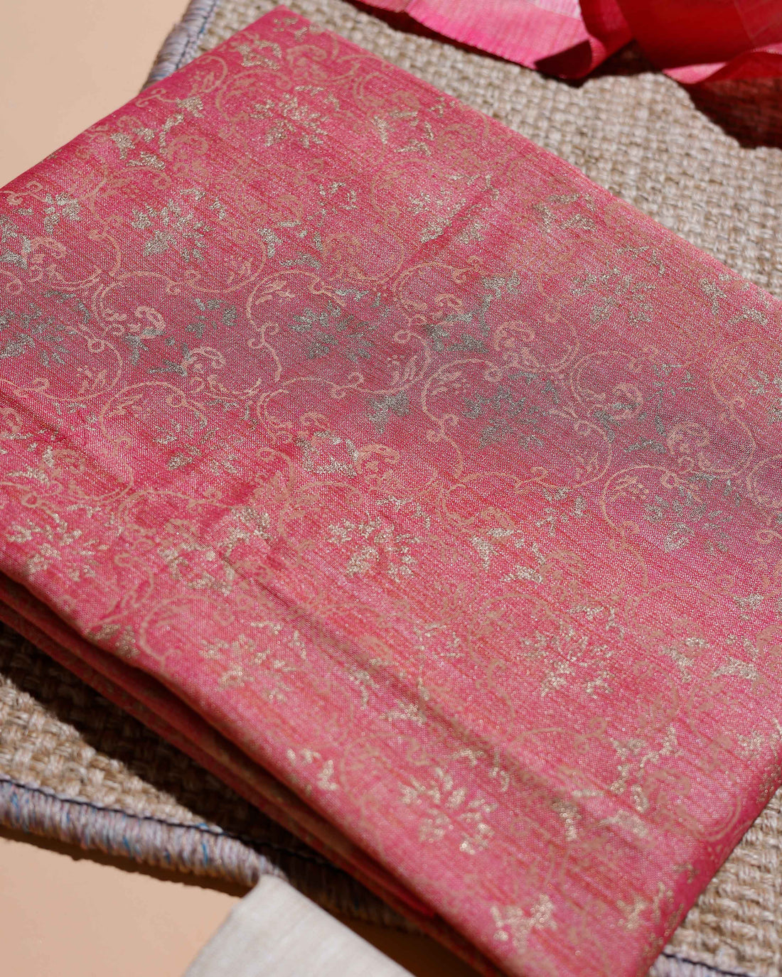 Women's Handwoven Floral Patterned Salwar Material with Intricate Weave and Complementary Dupatta - Pink