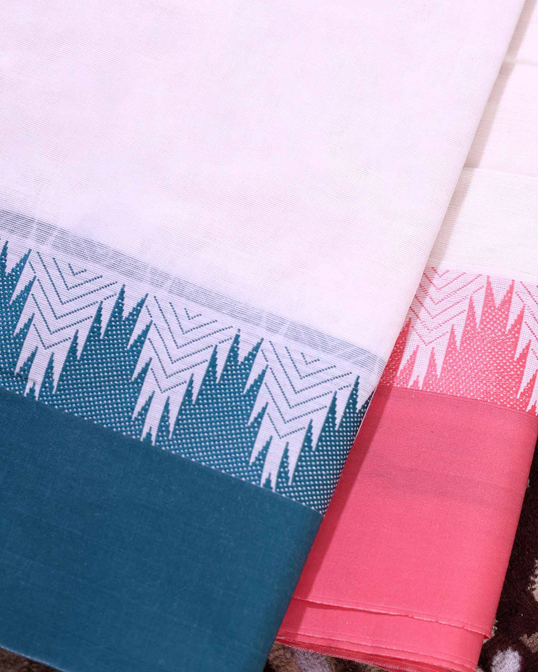 Traditional Men’s Handloom Cotton Dhoti 9*5 Meter with Elegant Multi Border – Off White