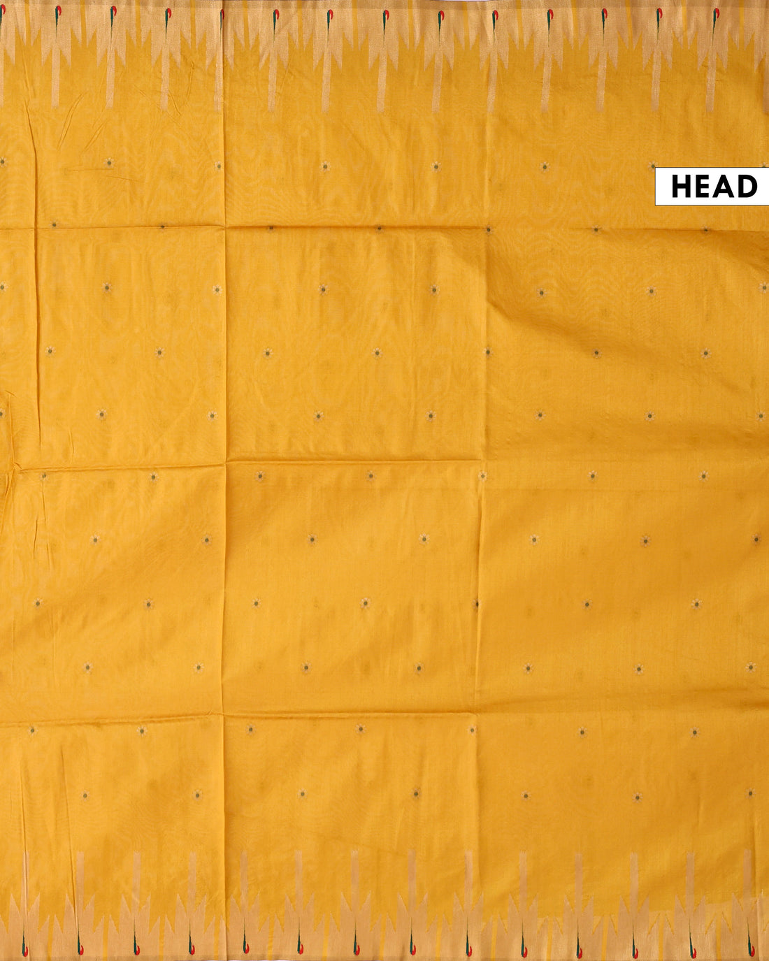 Traditional Paithani Inspired Raw Silk Saree with Butti Motifs and Elegant Temple Inspired Border - Yellow