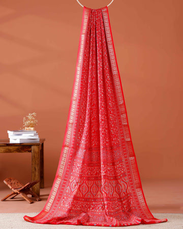 Elegant Art Silk Saree with Intricate Zari Weaving and Traditional Motifs - Red