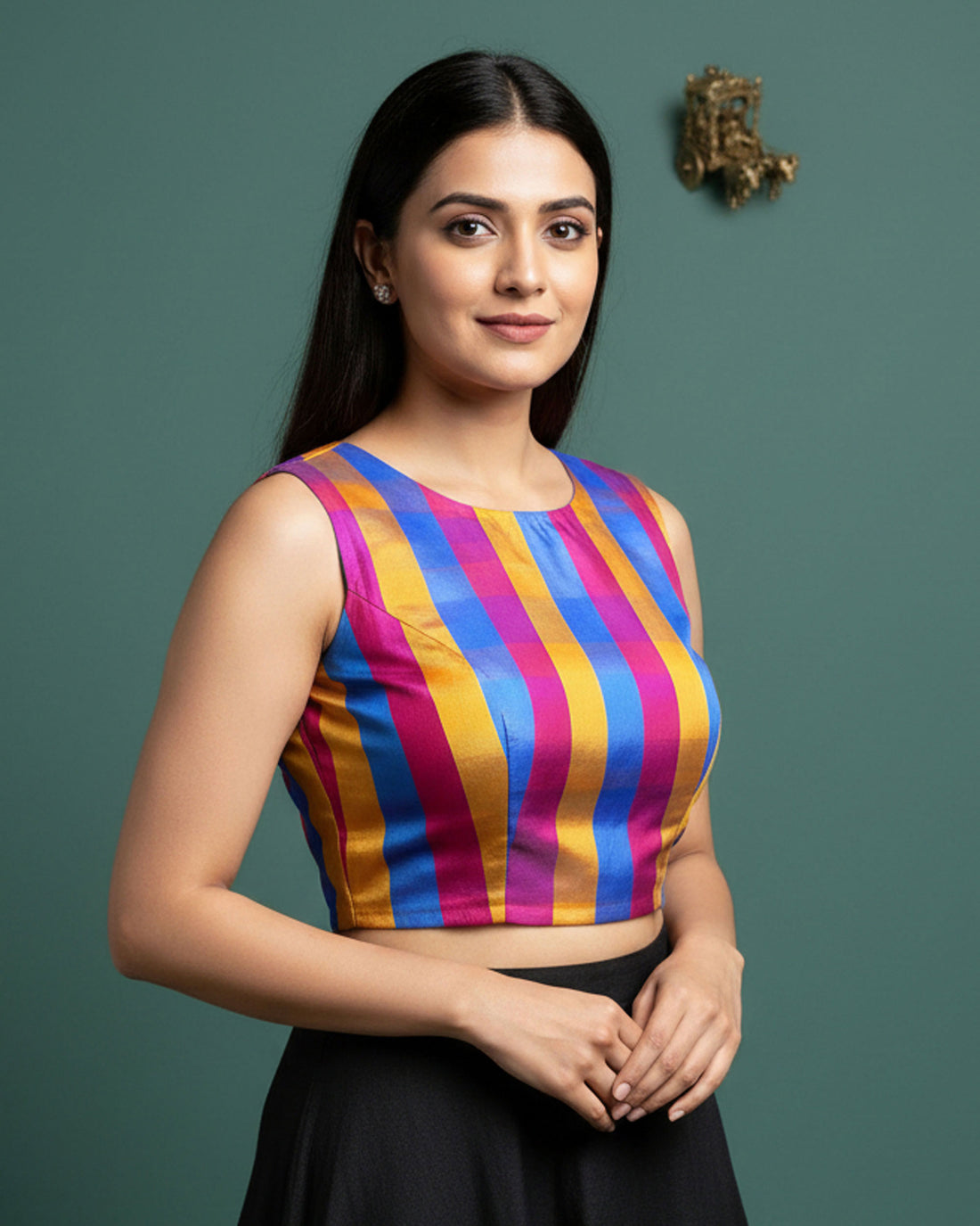 Women's Traditional Checked 1 Meter Blouse Material with Soft Finish - Multi