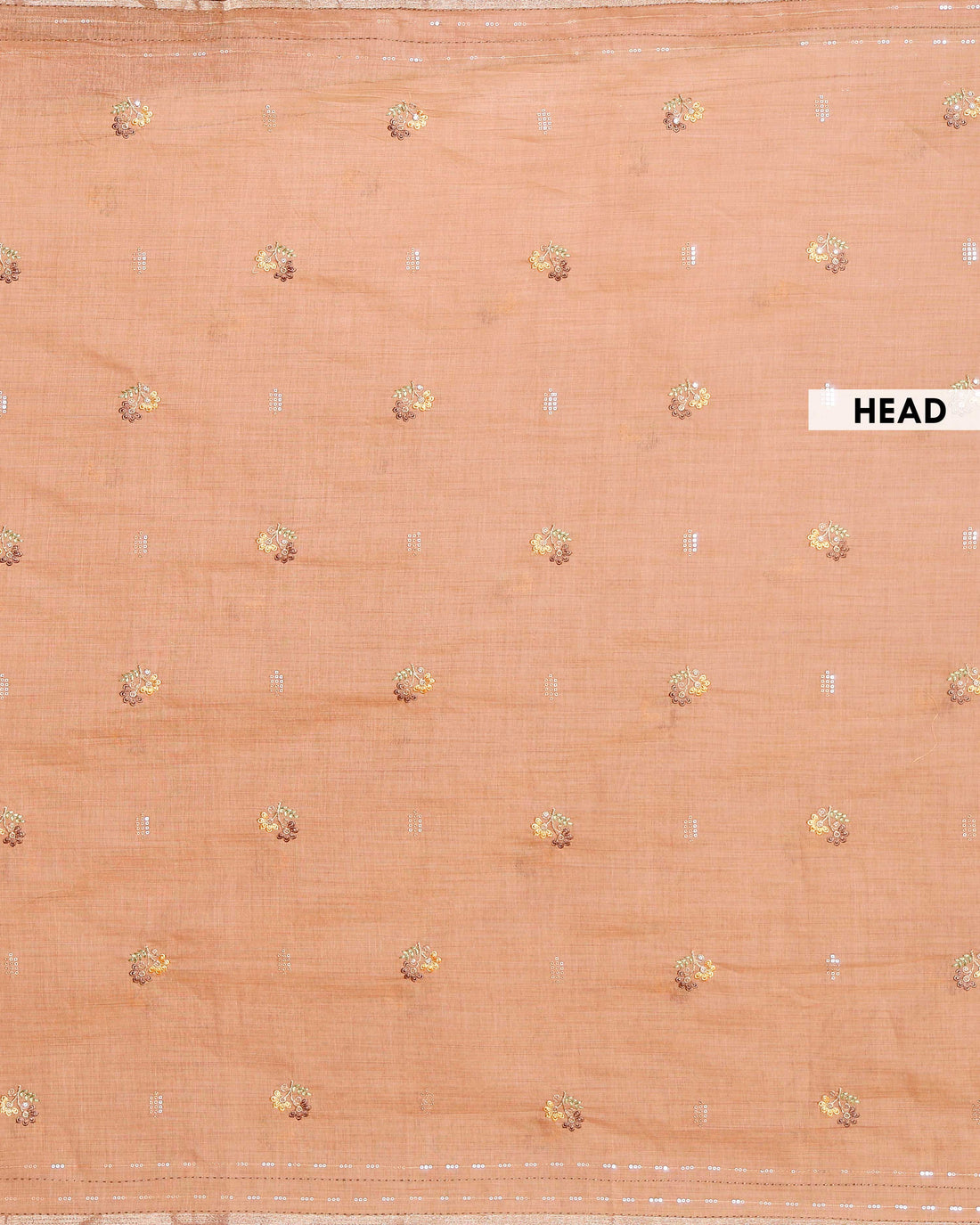 Elegant Linen Cotton Saree with Floral Embroidered and Tasselled Pallu - Peach