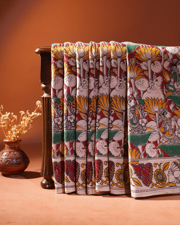 Cotton Kalamkari Printed Saree - Red