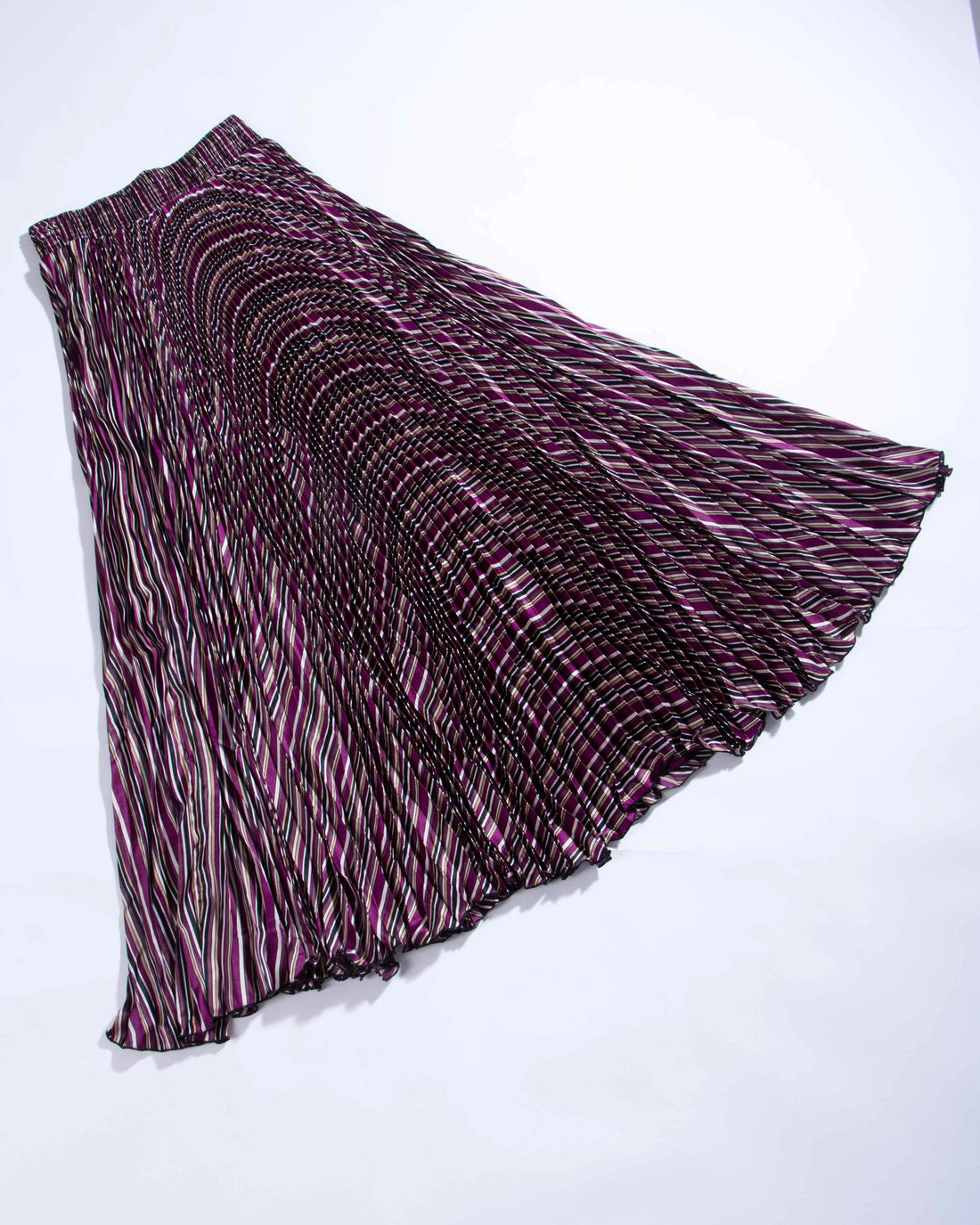 Chevron Print Pleated Midi Skirt - Multi