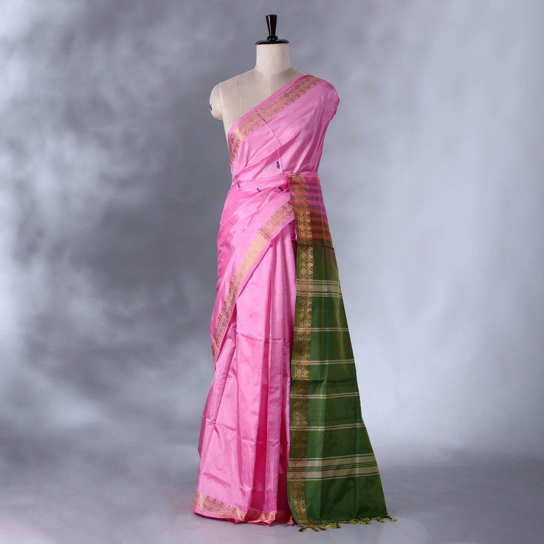 Light Pink Banana Pith Semi Silk Saree for Women | Wedding & Festive occasion | Jeyachandran - Full View