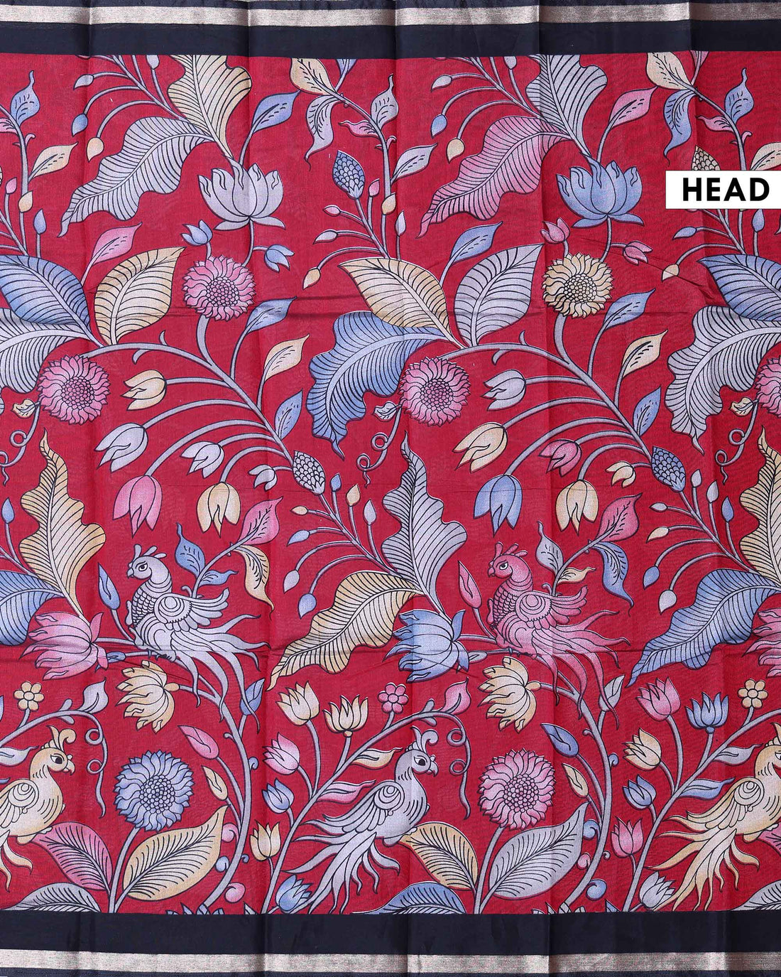 Elegant Semi Chanderi Saree with a Madubani Inspired Body and a Plain Border - Red