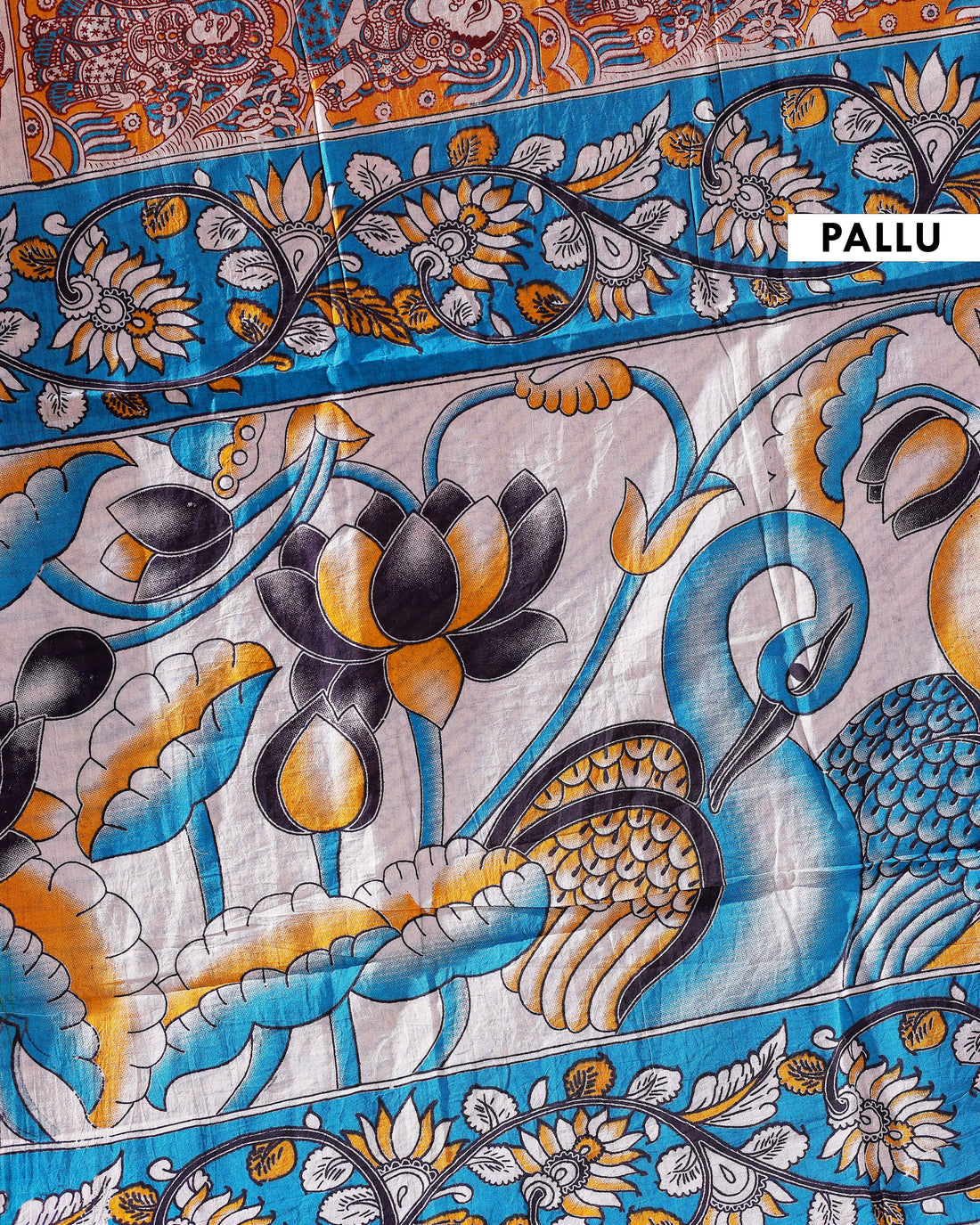 Traditional Handloom Kalamkari Cotton Saree with Intricate Floral and Avian Motifs - Multi