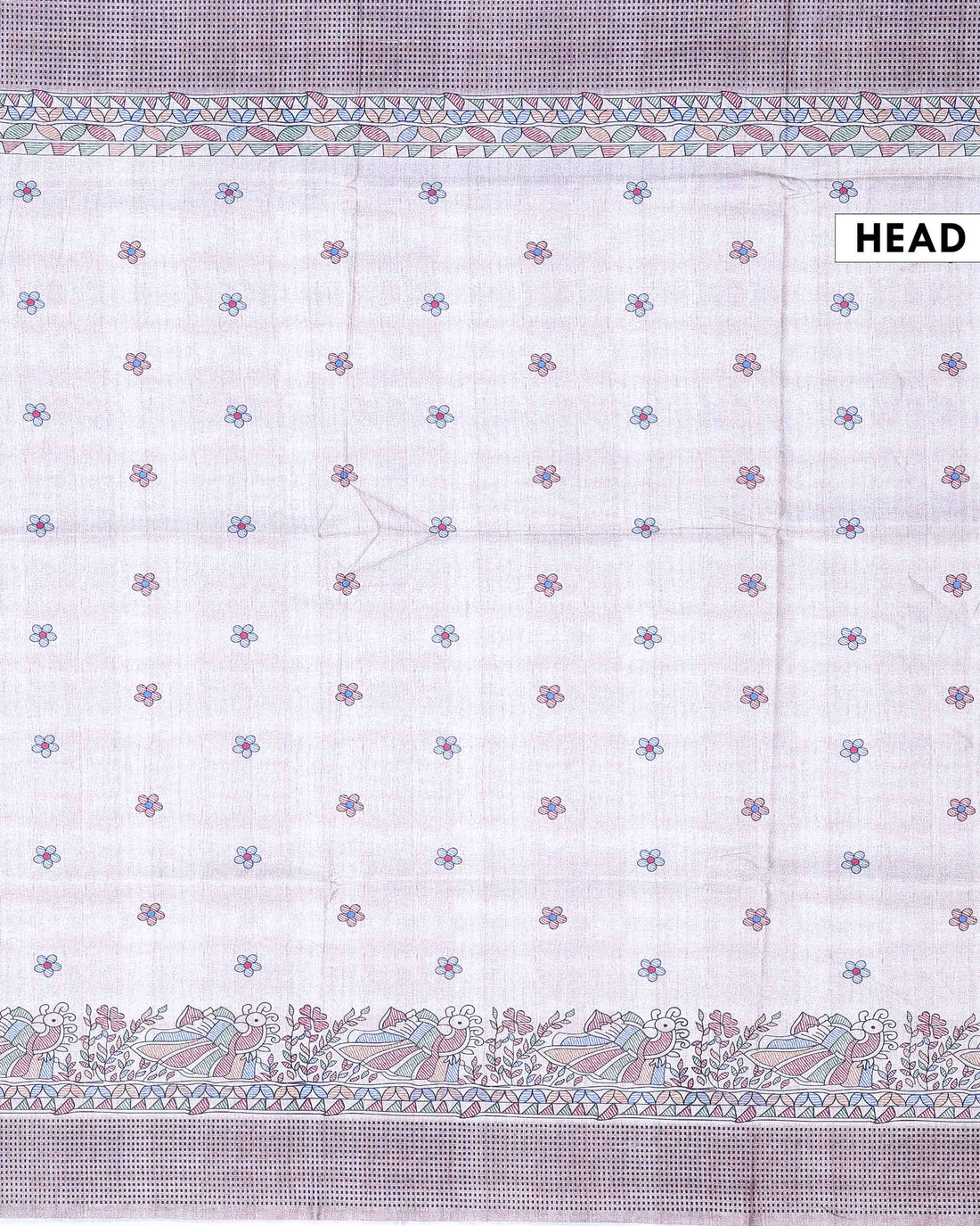 Elegant Floral Buti Semi Tussar Saree with Artistic Bird & Foliage Printed Border - Beige