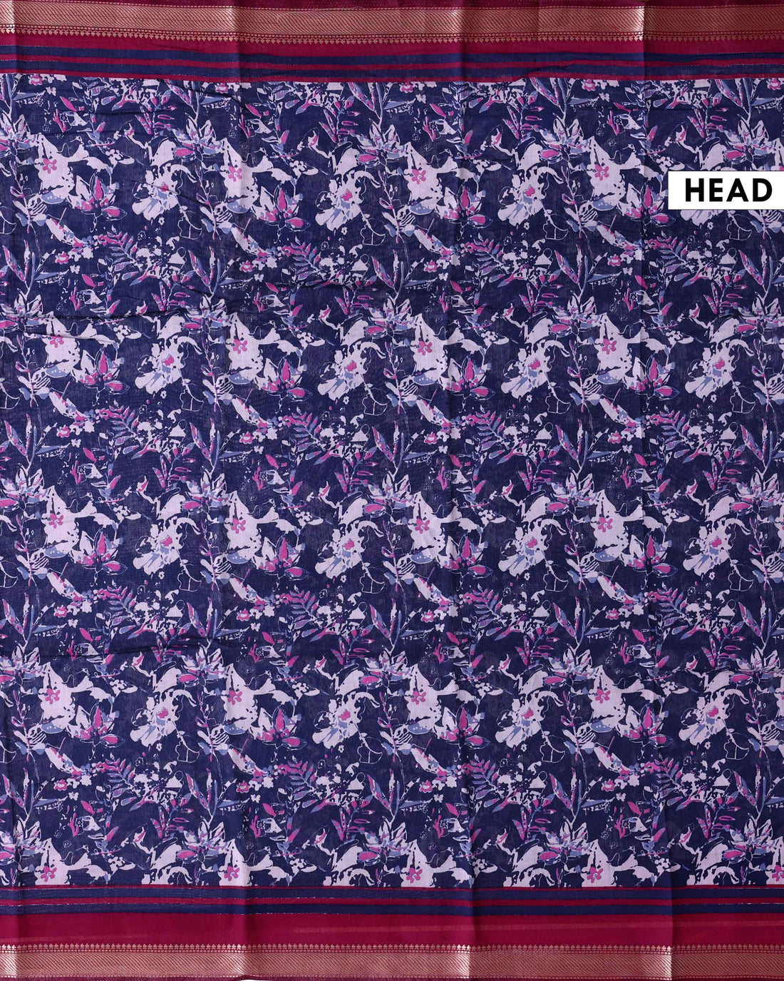 Elegant Semi Chanderi Saree with Floral Inspired Print and Contrast Zari Border - Blue