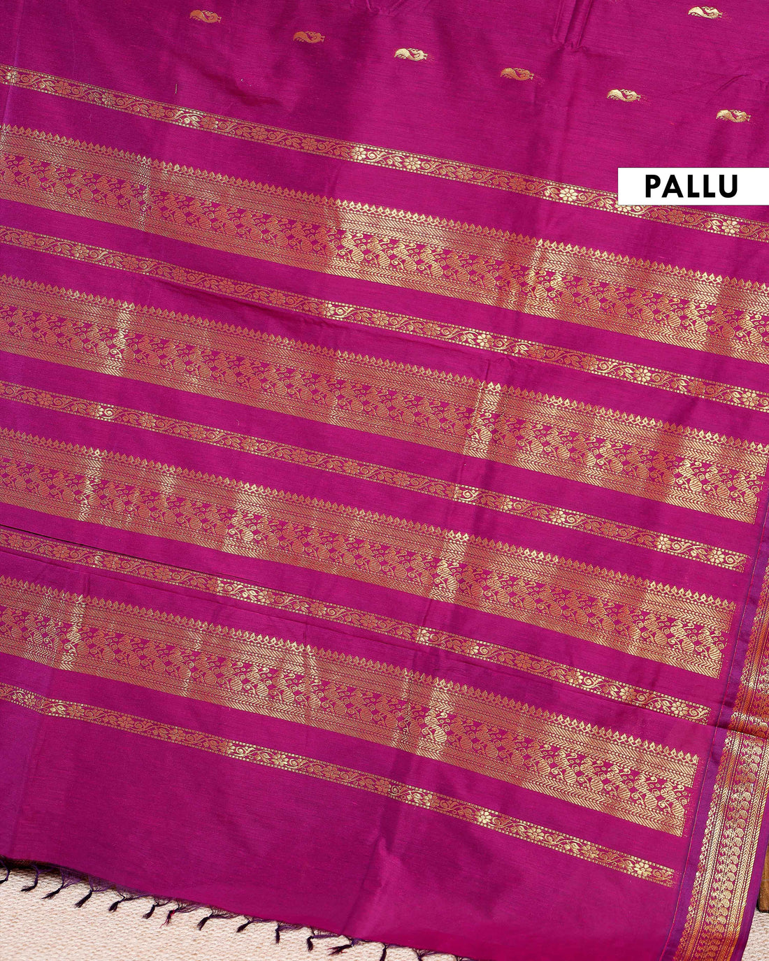 Handloom Kalyani Cotton Saree with Traditional Zari Border and Buttas - Purple