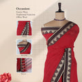 Mangalagiri Cotton Saree A Striped Weave Pattern Traditional Temple Border And Contrasting Pallu