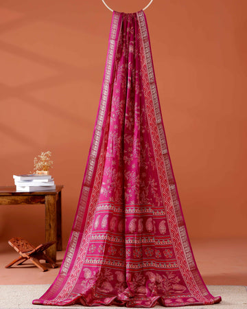 Elegant Art Silk Saree with Traditional Motifs and Zari Border - Purple