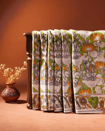 Cotton Kalamkari Printed Saree - Green