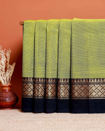 Handloom Chettinad Cotton Saree with Traditional Design  - Green