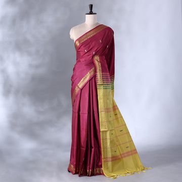 Banana Pith Semi Silk Saree for Women | Wedding & Festive occasion | Jeyachandran - Full View