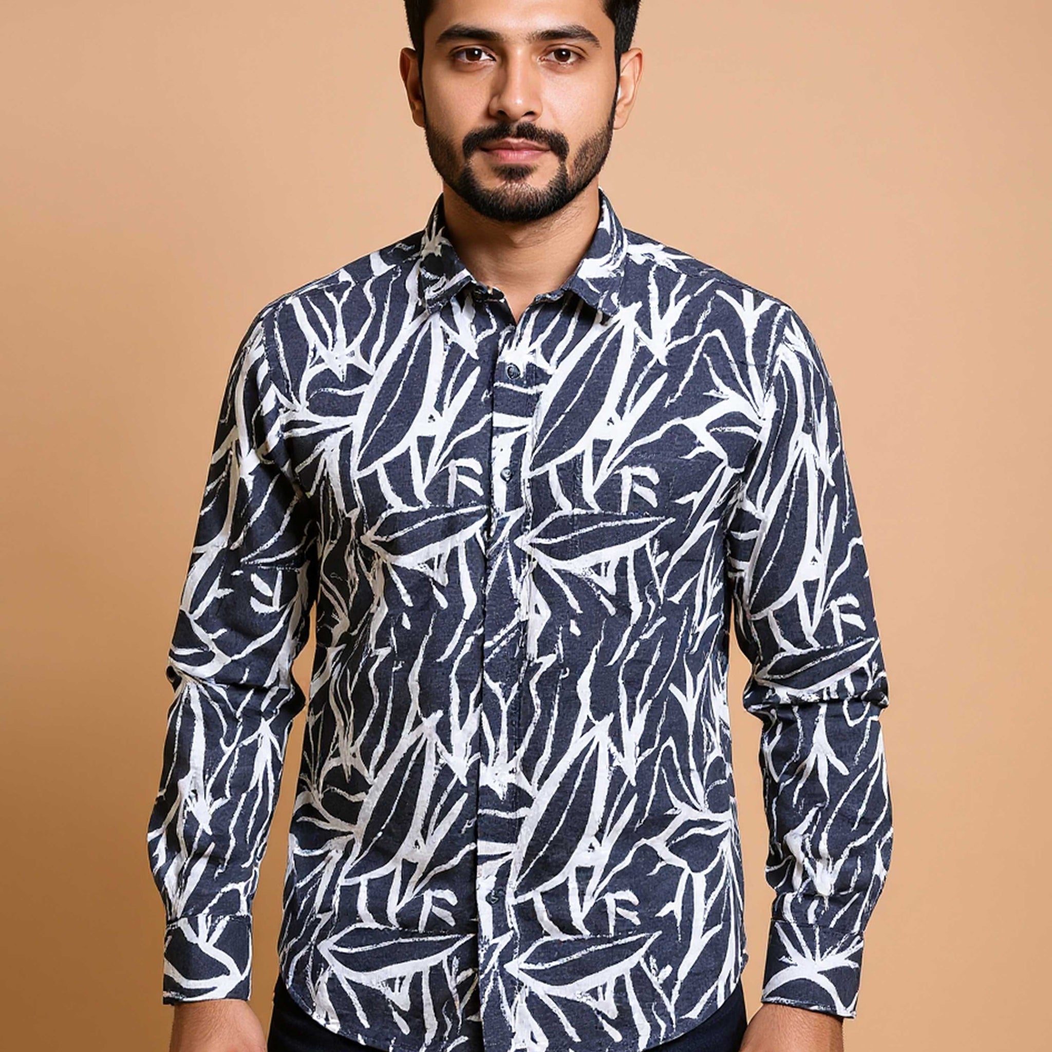 Rocx Men's Abstract Printed Regular Fit Full Sleeve Casual Shirt with Spread Collar - Multi