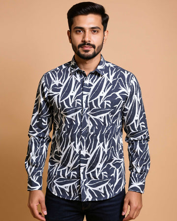 Rocx Men's Abstract Printed Regular Fit Full Sleeve Casual Shirt with Spread Collar - Multi