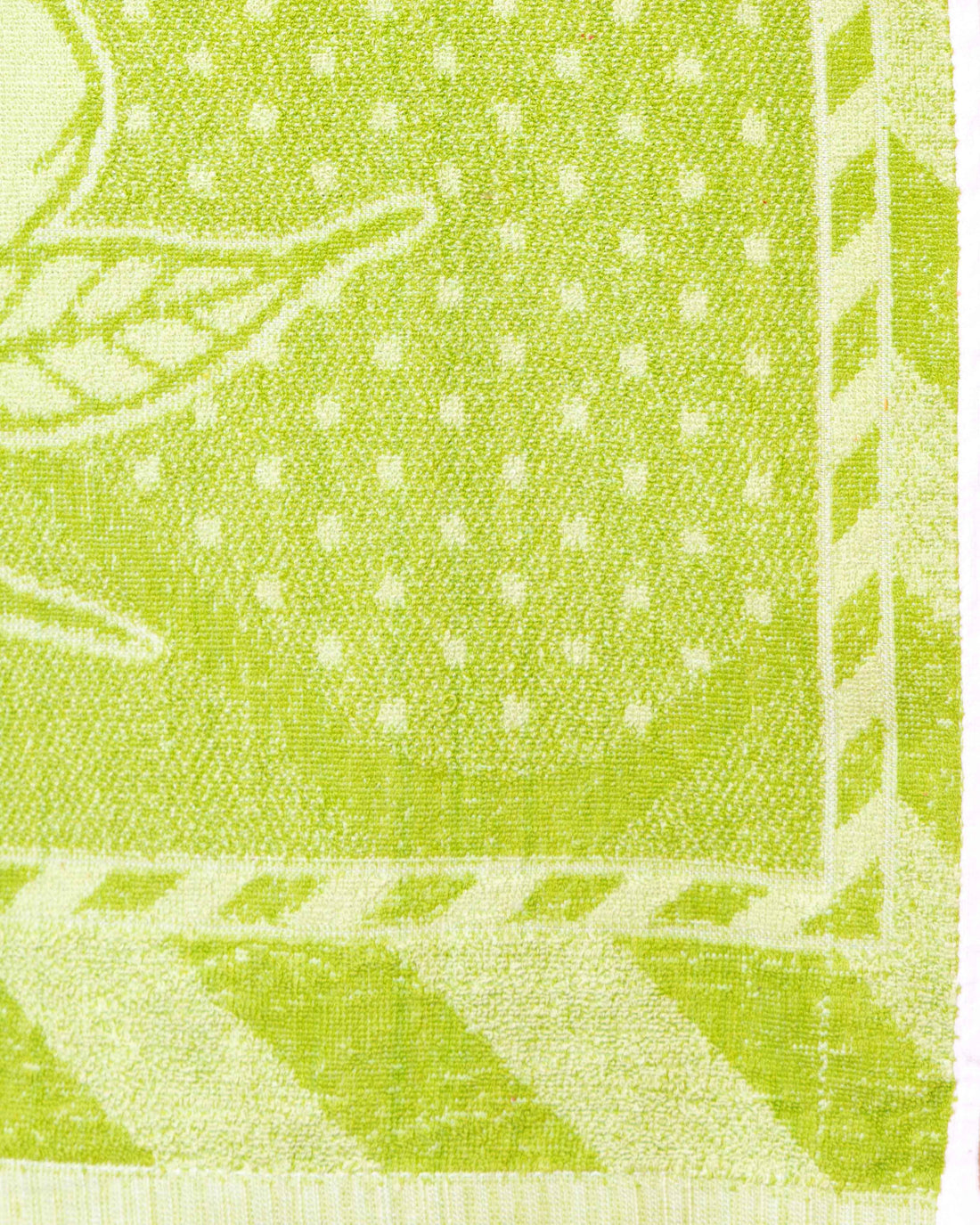 Modern Floral and Geometric Patterned Cotton Towel - Green