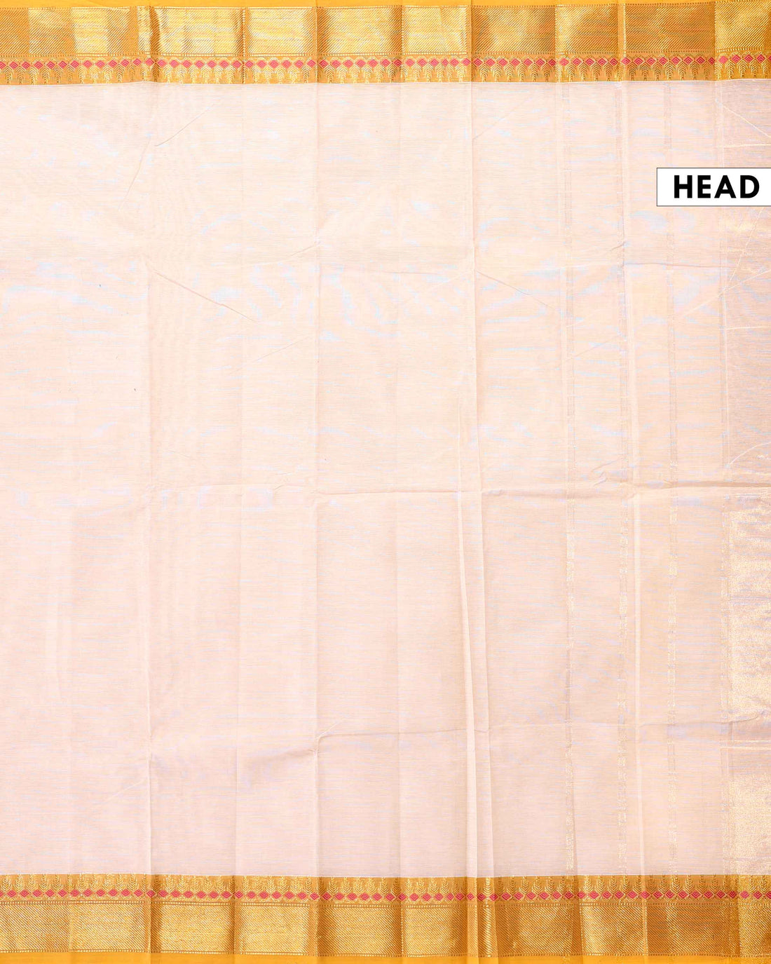 Traditional Handloom Chettinad Cotton Saree with Plain Body and Zari Woven Motif Contrast Border - Beige