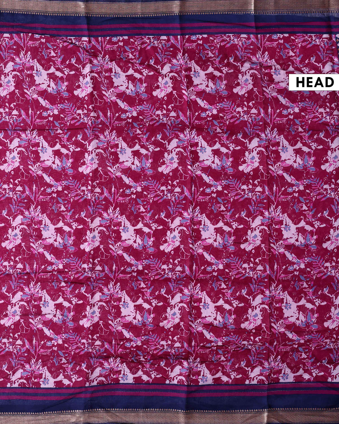 Elegant Semi Chanderi Saree with Floral Inspired Print and Contrast Zari Border - Purple