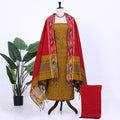 Olive Green Cotton Unstitched Salwar Material for Women | Ethnic Summer Collection | Jeyachandran - Full View