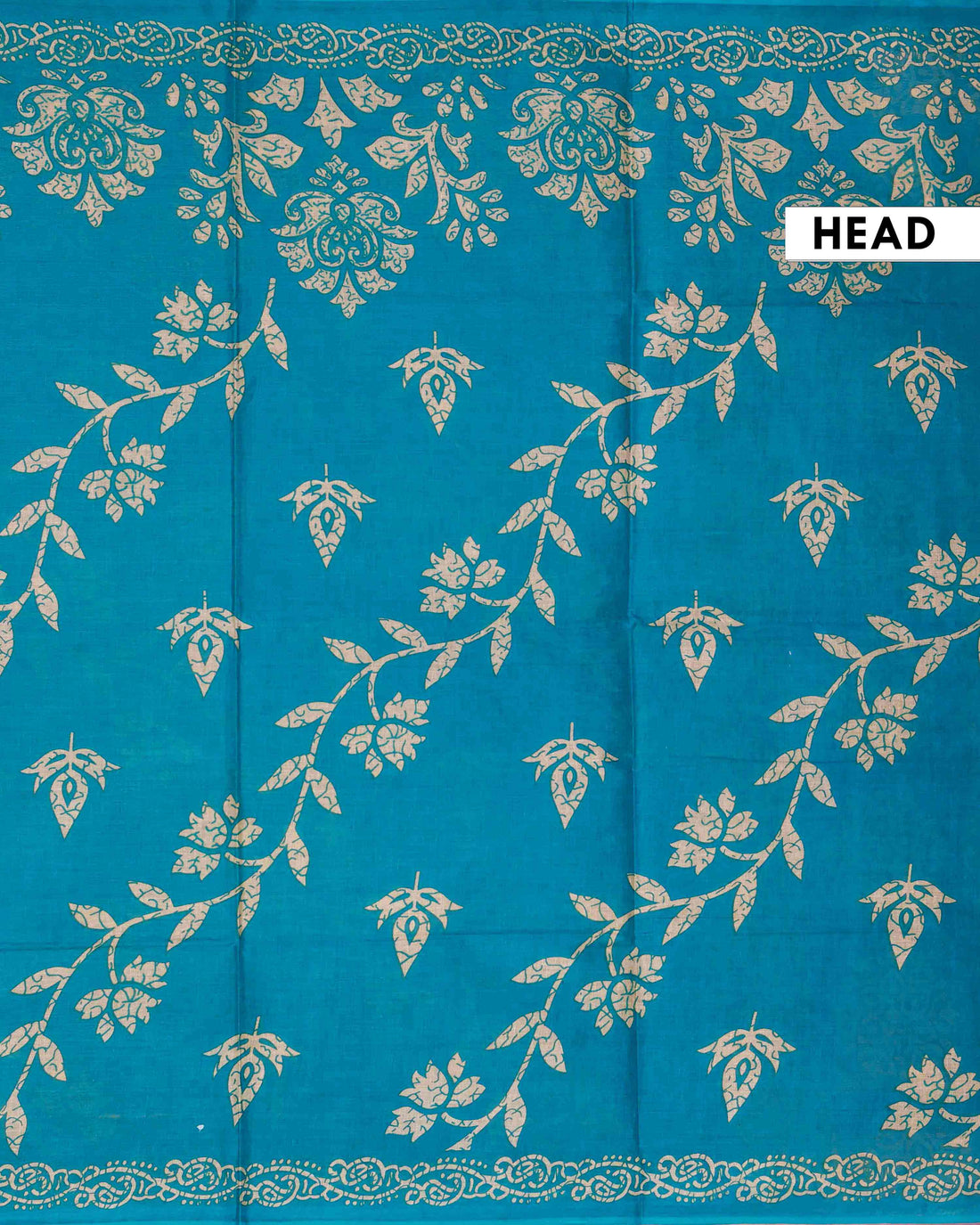 All-Over Floral Printed Voile Saree with Intricate Contrast Border – Teal