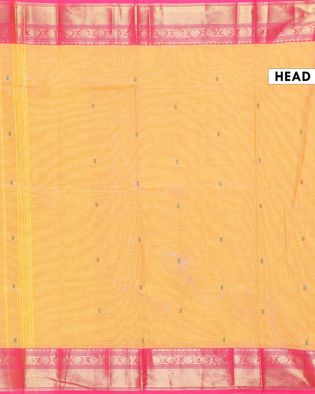 Traditional Handloom Chettinad Cotton Saree with Zari Woven Temple Border and Elegant Butta Motifs - Orange