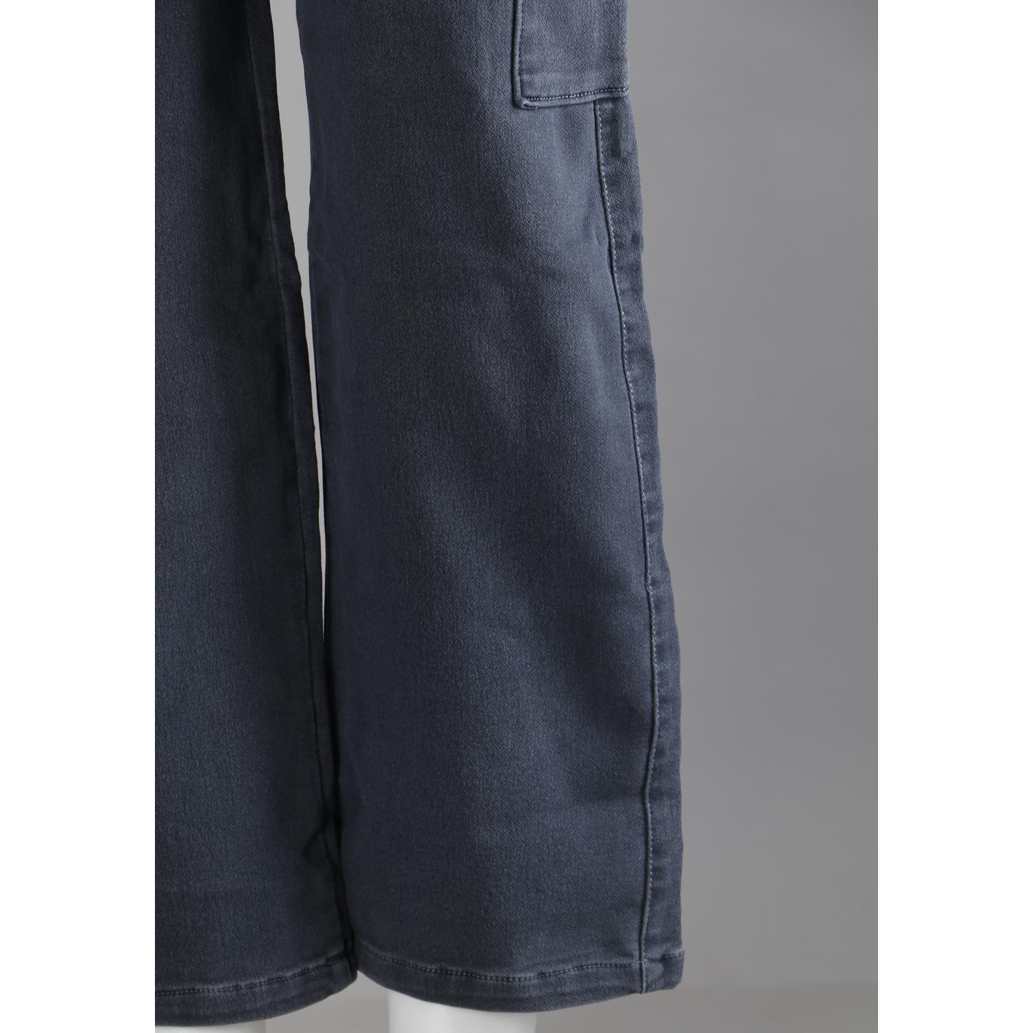 Shop Women Grey Mom Fit Cargo Jeans
