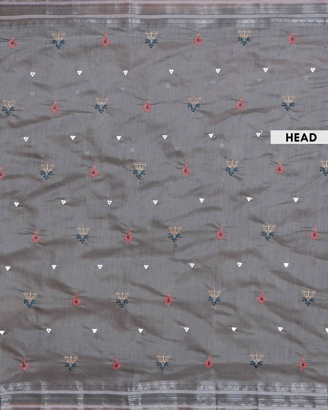 Elegant Linen Cotton Saree with Floral Embroidered and Tasselled Pallu - Grey