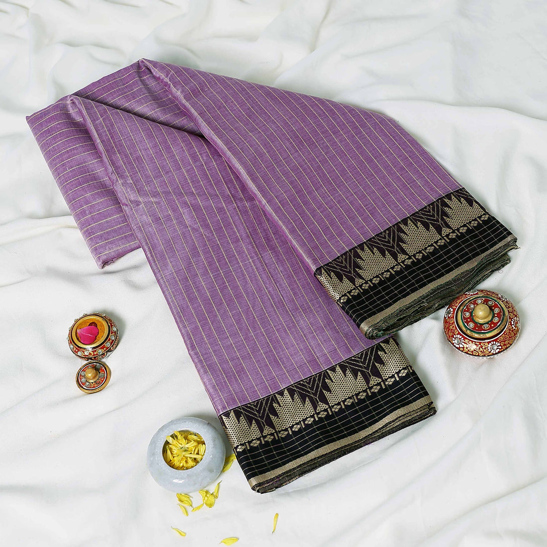 Purple Mangalagiri Cotton Saree for Women | Festive Summer Collection | Jeyachandran - Full View