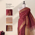 Banana Pith Saree in Light Red with Beige Pallu and Intricate Gold Zari Border
